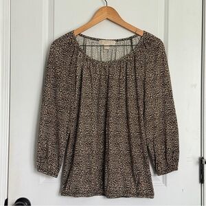 Michael Kors Leopard Print Women’s Peasant Top | Size Small